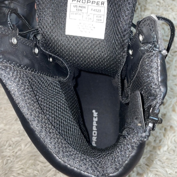 Propper Mens 13W Boots Black Lace up Zip side - Picture 5 of 13